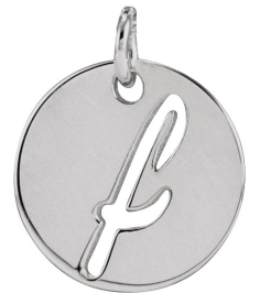 88227 Pendant 14K White Initial F 9.97 X 9.97 Mm Polished Script Initial Pendant