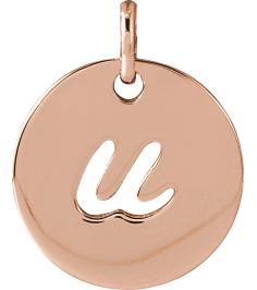 88227 Pendant 14K Rose Initial U 9.95 X 9.96 Mm Polished Script Initial Pendant