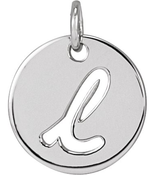 88227 Pendant 14K White Initial L 9.97 X 9.97 Mm Polished Script Initial Pendant