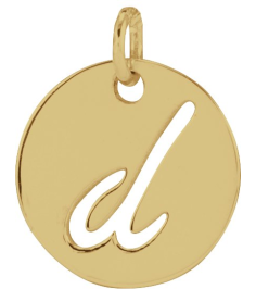 88227 Pendant 14K Yellow Initial D 9.97 X 9.97 Mm Polished Script Initial Pendant