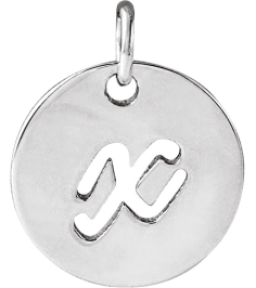 88227 Pendant Platinum Initial X 9.97 X 9.98 Mm Polished Script Initial Pendant
