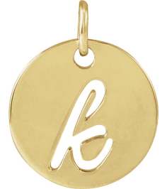 88227 Pendant 14K Yellow Initial K 9.97 X 9.97 Mm Polished Script Initial Pendant