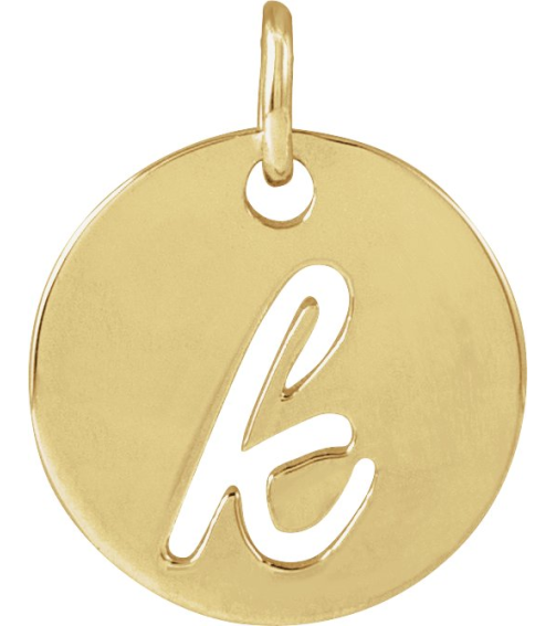 88227 Pendant 14K Yellow Initial K 9.97 X 9.97 Mm Polished Script Initial Pendant