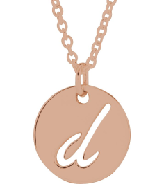88227 Necklace 14K Rose Initial D 9.97 X 9.97 Mm 16-18 In Polished Script Initial Necklace