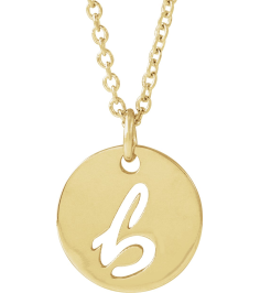 88227 Necklace 14K Yellow Initial B 9.97 X 9.97 Mm 16-18 In Polished Script Initial Necklace