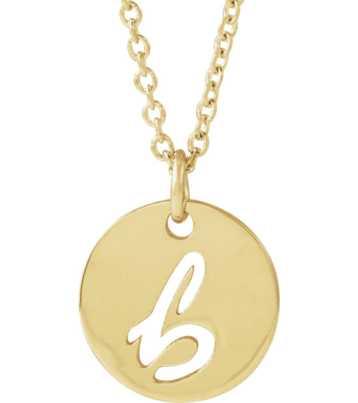 88227 Necklace 14K Yellow Initial B 9.97 X 9.97 Mm 16-18 In Polished Script Initial Necklace