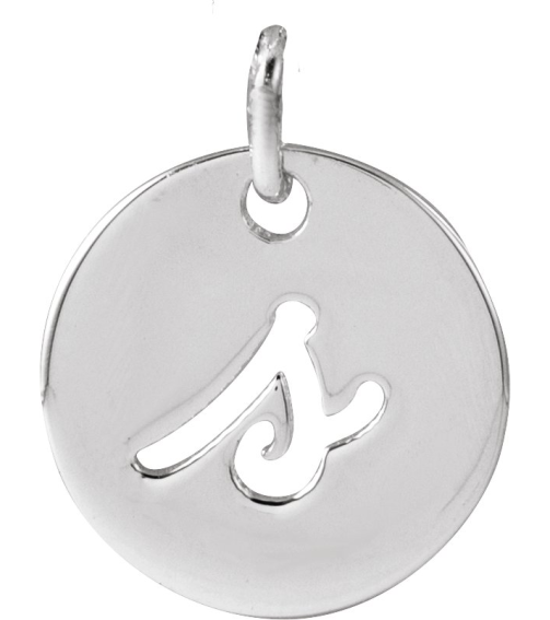 88227 Pendant 14K White Initial S 9.94 X 9.95 Mm Polished Script Initial Pendant