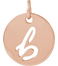 88227 Pendant 14K Rose Initial B 9.97 X 9.97 Mm Polished Script Initial Pendant