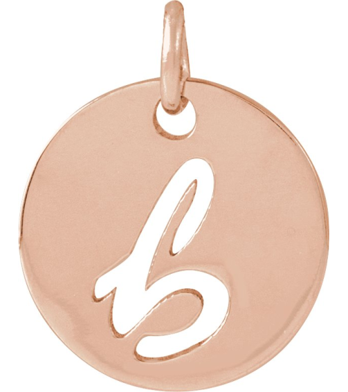 88227 Pendant 14K Rose Initial B 9.97 X 9.97 Mm Polished Script Initial Pendant