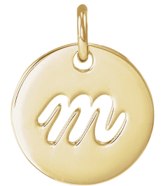 88227 Pendant 14K Yellow Initial M 9.97 X 9.97 Mm Polished Script Initial Pendant