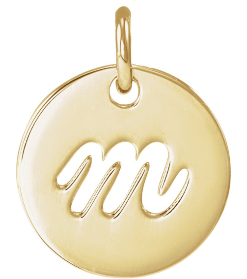 88227 Pendant 14K Yellow Initial M 9.97 X 9.97 Mm Polished Script Initial Pendant