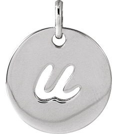 88227 Pendant Platinum Initial U 9.95 X 9.96 Mm Polished Script Initial Pendant