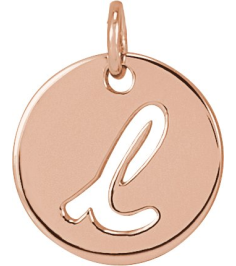 88227 Pendant 14K Rose Initial L 9.97 X 9.97 Mm Polished Script Initial Pendant