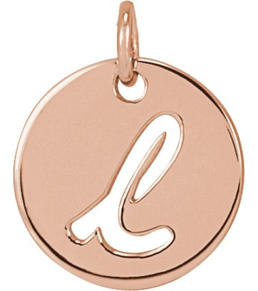 88227 Pendant 14K Rose Initial L 9.97 X 9.97 Mm Polished Script Initial Pendant