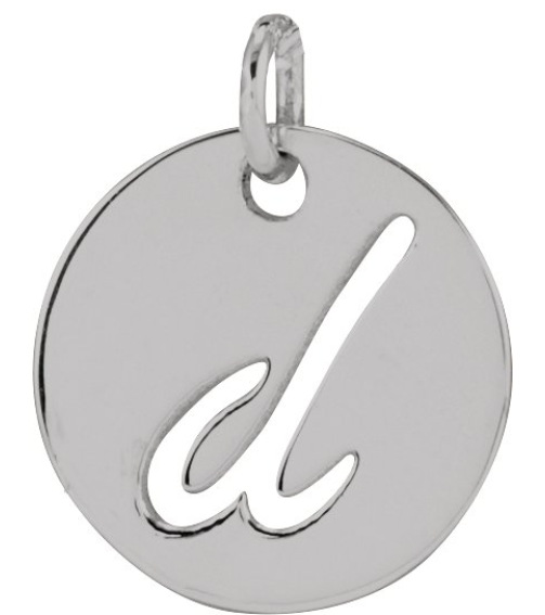 88227 Pendant 14K White Initial D 9.97 X 9.97 Mm Polished Script Initial Pendant