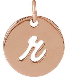 88227 Pendant 14K Rose Initial R 9.97 X 9.97 Mm Polished Script Initial Pendant