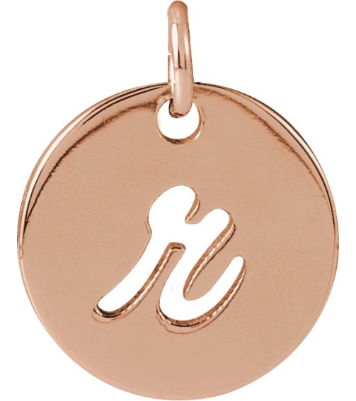 88227 Pendant 14K Rose Initial R 9.97 X 9.97 Mm Polished Script Initial Pendant