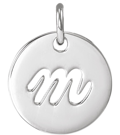 88227 Pendant Sterling Silver Initial M 9.97 X 9.97 Mm Polished Script Initial Pendant