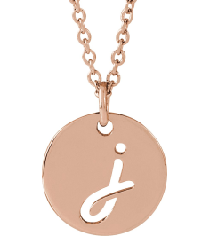 88227 Necklace 14K Rose Initial J 12.52 X 10 Mm 16-18 In Polished Script Initial Necklace