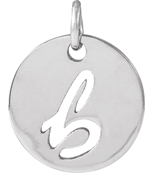 88227 Pendant Platinum Initial B 9.97 X 9.97 Mm Polished Script Initial Pendant