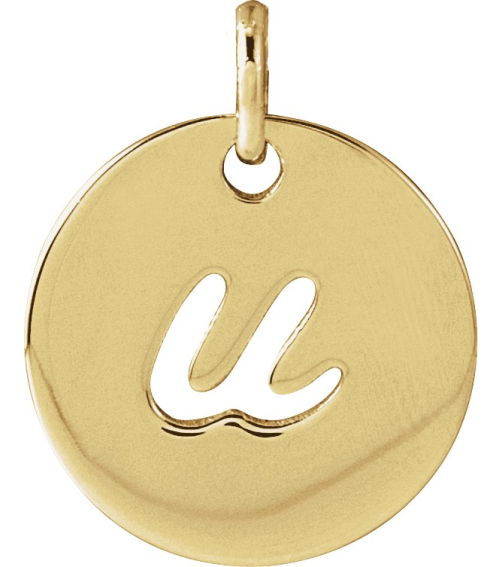 88227 Pendant 14K Yellow Initial U 9.95 X 9.96 Mm Polished Script Initial Pendant