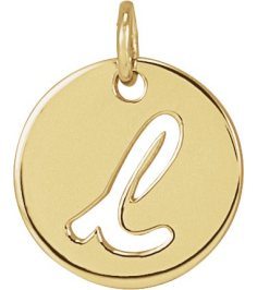 88227 Pendant 14K Yellow Initial L 9.97 X 9.97 Mm Polished Script Initial Pendant