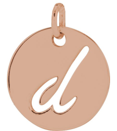 88227 Pendant 14K Rose Initial D 9.97 X 9.97 Mm Polished Script Initial Pendant