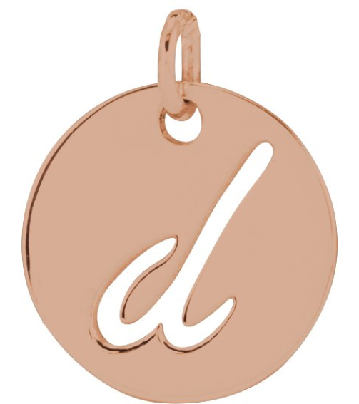 88227 Pendant 14K Rose Initial D 9.97 X 9.97 Mm Polished Script Initial Pendant