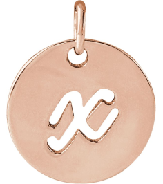 88227 Pendant 14K Rose Initial X 9.97 X 9.98 Mm Polished Script Initial Pendant