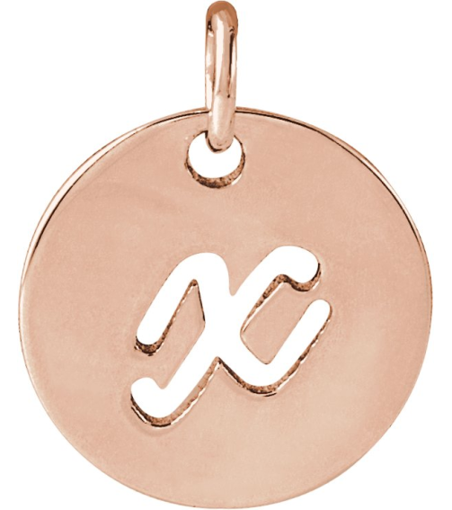 88227 Pendant 14K Rose Initial X 9.97 X 9.98 Mm Polished Script Initial Pendant