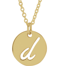 88227 Necklace 14K Yellow Initial D 9.97 X 9.97 Mm 16-18 In Polished Script Initial Necklace