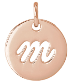 88227 Pendant 14K Rose Initial M 9.97 X 9.97 Mm Polished Script Initial Pendant