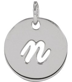 88227 Pendant 14K White Initial N 9.97 X 9.97 Mm Polished Script Initial Pendant