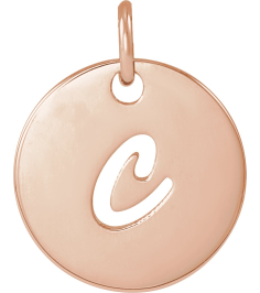 88227 Pendant 14K Rose Initial C 9.97 X 9.97 Mm Polished Script Initial Pendant