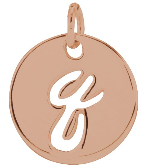 88227 Pendant 14K Rose Initial Q 9.97 X 9.97 Mm Polished Script Initial Pendant