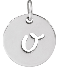 88227 Pendant Platinum Initial O 9.97 X 9.97 Mm Polished Script Initial Pendant