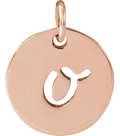 88227 Pendant 14K Rose Initial O 9.97 X 9.97 Mm Polished Script Initial Pendant