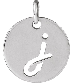 88227 Pendant 14K White Initial J 12.52 X 10 Mm Polished Script Initial Pendant