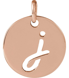 88227 Pendant 14K Rose Initial J 12.52 X 10 Mm Polished Script Initial Pendant
