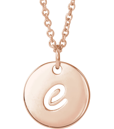 88227 Necklace 14K Rose Initial E 9.97 X 9.97 Mm 16-18 In Polished Script Initial Necklace