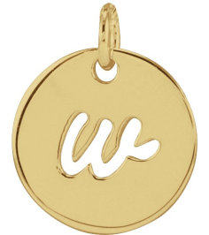 88227 Pendant 14K Yellow Initial W 9.94 X 9.95 Mm Polished Script Initial Pendant