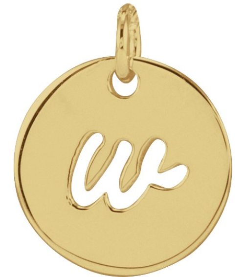 88227 Pendant 14K Yellow Initial W 9.94 X 9.95 Mm Polished Script Initial Pendant