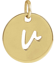 88227 Pendant 14K Yellow Initial V 12.52 X 10 Mm Polished Script Initial Pendant