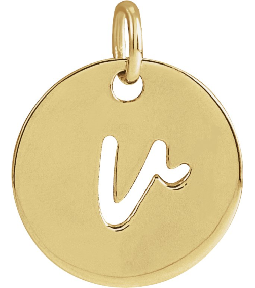 88227 Pendant 14K Yellow Initial V 12.52 X 10 Mm Polished Script Initial Pendant