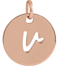 88227 Pendant 14K Rose Initial V 12.52 X 10 Mm Polished Script Initial Pendant