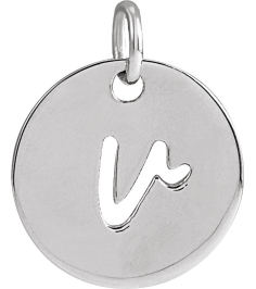 88227 Pendant Platinum Initial V 12.52 X 10 Mm Polished Script Initial Pendant