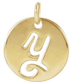 88227 Pendant 14K Yellow Initial Y 9.96 X 9.96 Mm Polished Script Initial Pendant