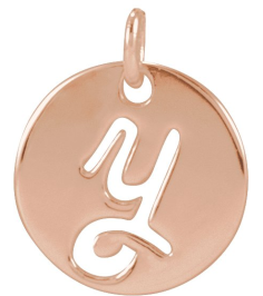 88227 Pendant 14K Rose Initial Y 9.96 X 9.96 Mm Polished Script Initial Pendant