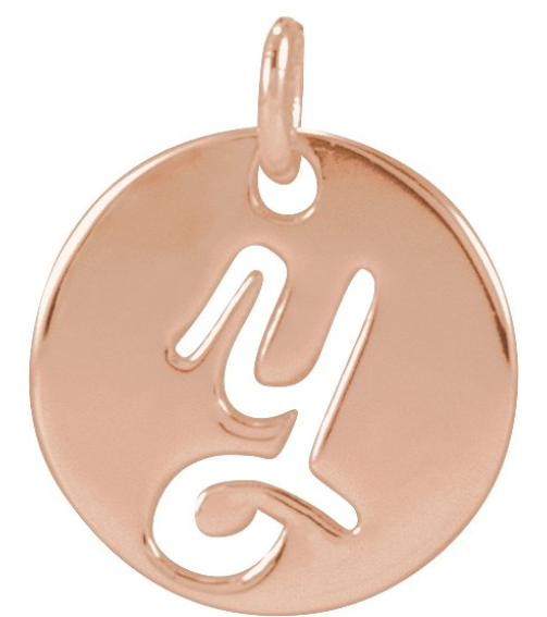 88227 Pendant 14K Rose Initial Y 9.96 X 9.96 Mm Polished Script Initial Pendant