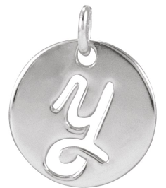 88227 Pendant Platinum Initial Y 9.96 X 9.96 Mm Polished Script Initial Pendant